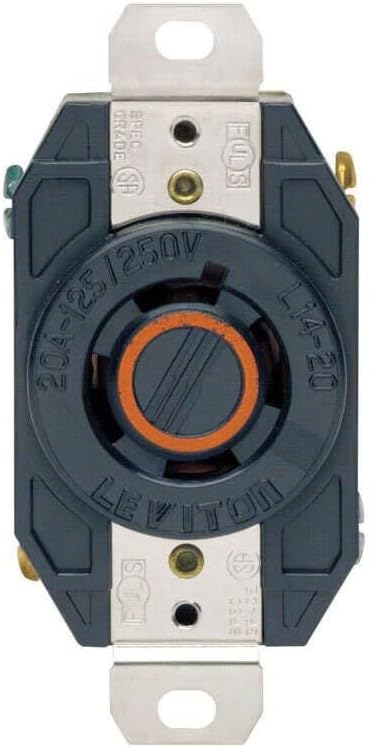 Leviton Grounded Single Locking Outlet Receptacle 20A 125V Black