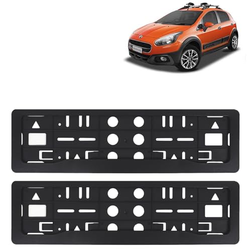 Image of KINGSWAY Avventura Car Number Plate Frames for All 2014 to 2019 Models of Fiat Car Registration Plate Holders, Black Licence Plate Covers (Front and Rear), Universal Size 51.5 x 14.5 cm