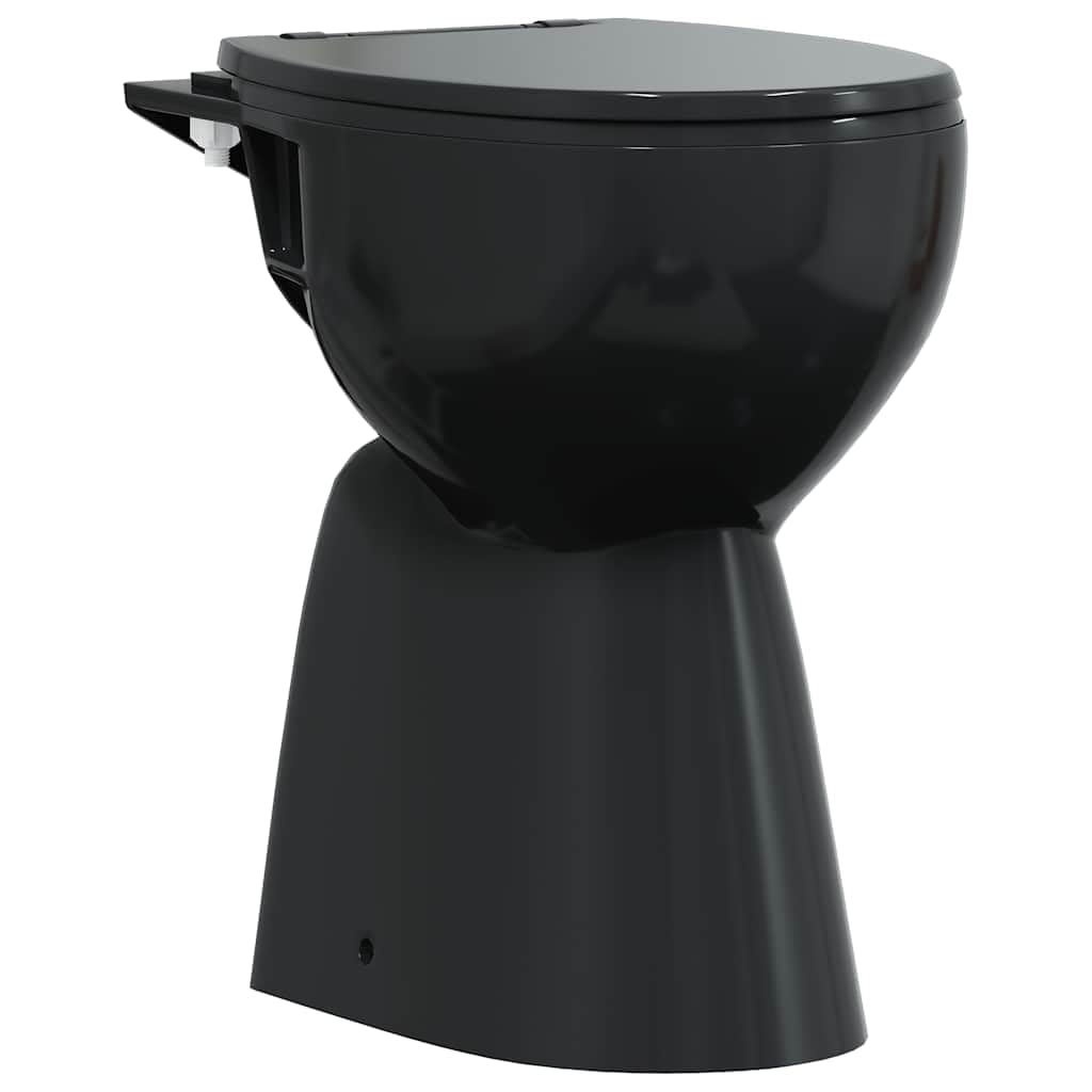 Schwarzes Stand-WC Randlos mit Soft-Close Sitz, Erhöhtes WC +7 cm für Seniorengerechte Ergonomie, Keramik Toilette Modernes Design