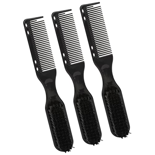 RTLR Peine para barba, lana de nailon, juego de 3 piezas, doble cabeza, mango curvado, cepillo para barba para viajes