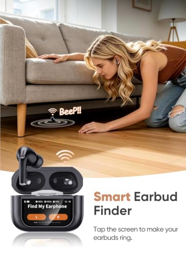 Image of Bucephalus Wireless Earbuds, Bluetooth 5.4 Ear Buds with Smart Touchscreen Case & Noise Cancelling, 48H Playtime, Bass Stereo Sound, Compatible with iPhone /Android, Pad - Ebony