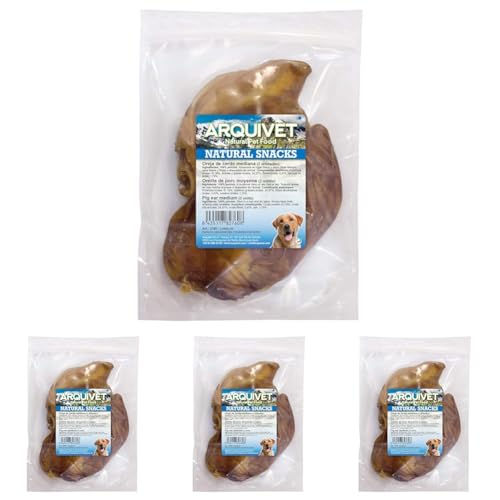 Arquivet Oreja de Cerdo Mediana - Natural Snacks para Perros - (Bolsa 2 uds) (Paquete de 4)