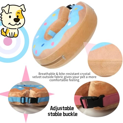 LittleBean Aufblasbare Halskrause Hund Katze Schutzkragen Krägen für Haustiere Hundekragen Leckschutz für Genesung nach Operationen oder Wunden (Rosa Donuts, [Neck: 16'-18.5'] XL)