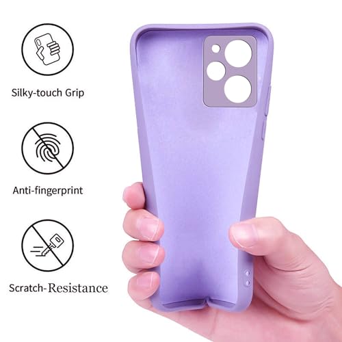 Image of A rtistque Liquid Silicone Back Cover Case for Mi Redmi 12 4G Shockproof TPU Soft Flexible with Camera Protection - Purple