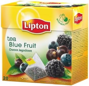 [Pack of 6] Lipton Black Tea - Blue Fruit - Premium Pyramid Tea Bags (20 Count Box)