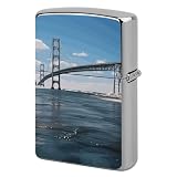 Mackinac Suspension Bridge Lighter Case, Personalized Metal Lighter Sleeve, Double-Sided Lighters Cover for Standard Lighters, Stylish & Unique Idea