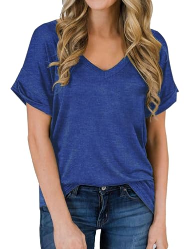 T-Shirt Femme col V DUOEASE Chic à Manches Courtes