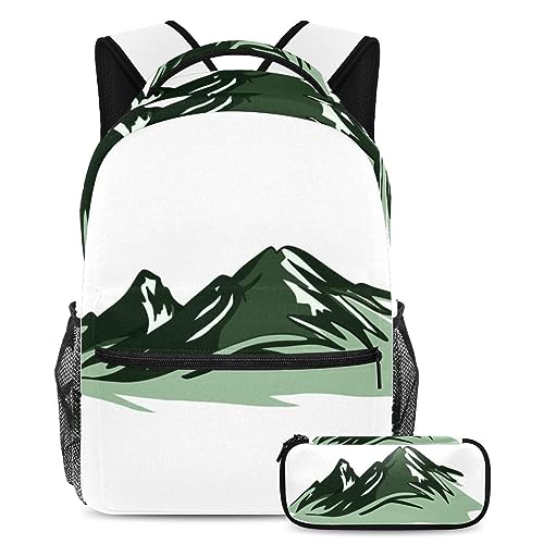 Sacs à dos montagnes avec trousse assortie pour écoliers et ados