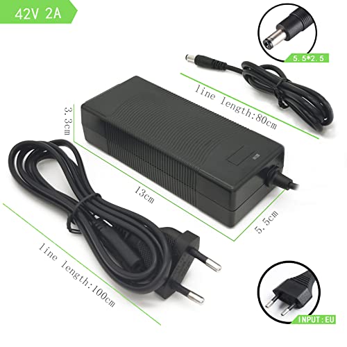 Scooter Corner 42V AC Netzteil Fahrrad Ladegerät für 36V Akku Elektroroller E-Bike, für dc5.5 mm2.5 mm Anschluss