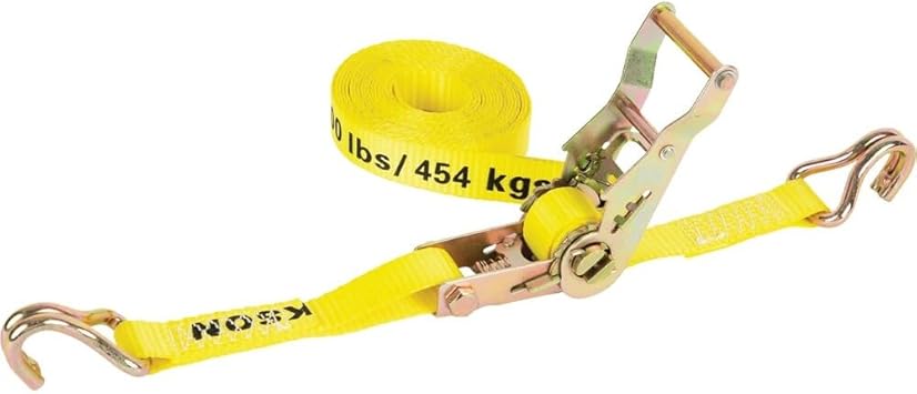 Erickson 01326 Yellow 1" x 25 Medium Duty Ratcheting Tie-Down Strap, 3000 lb Load Capacity