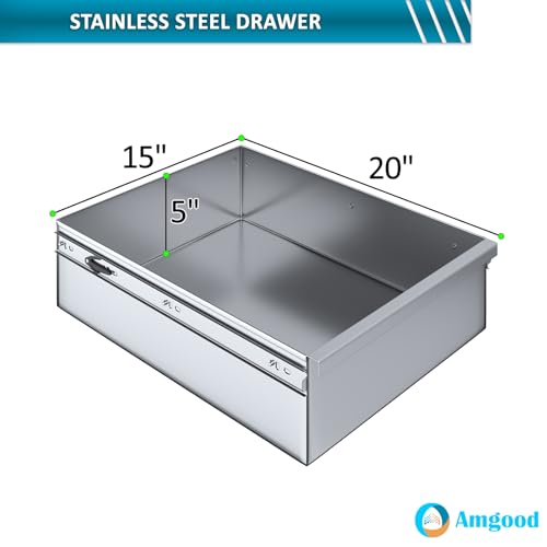 Image of AmGood Stainless Steel Table with Drawer | Commercial & Residential Kitchen Laundry Garage Utility Bench | NSF Metal Prep Table (Stainless Steel Table + Drawer, 48 inch Long x 24 inch Deep)