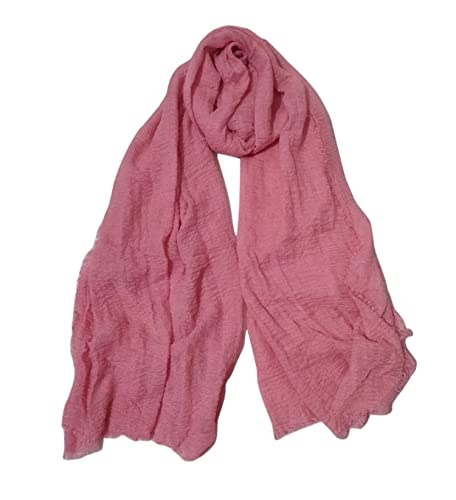 Image of Iba & Isba Women's Plain Crinkled Scarves, Stoles, Hijab (76 x 36 inch)