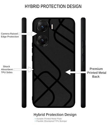 Image of Zig-Zag Black Line Design Premium 2D Printed Metal Back Case Cover for Vivo V29E 5G