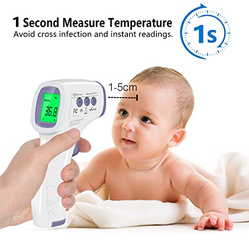 Image of Forehead Thermometer for Adults and Children, Non Contact Digital Infrared Thermometer for Kids, No Touch Temperature Gun Baby Body Thermometer with Instant Accurate Reading and Fever Alarm