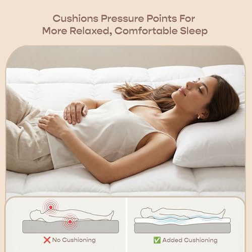 Image of SleepyCat Cotton Microfiber Soft Mattress Topper | Baffle Box Quilting 2 Inch Thickness & Breathable Fill Pefect for All Sleepers (King, 75X72 Incheswhite)