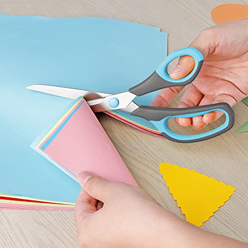 Asdirne Schere, Schere Papier mit Scharfen Edelstahlklingen und Weichen Griffen, Geeignet zum Schneiden von Papier, Pappe, Stoff, etc., Blau/Grau - Image 4