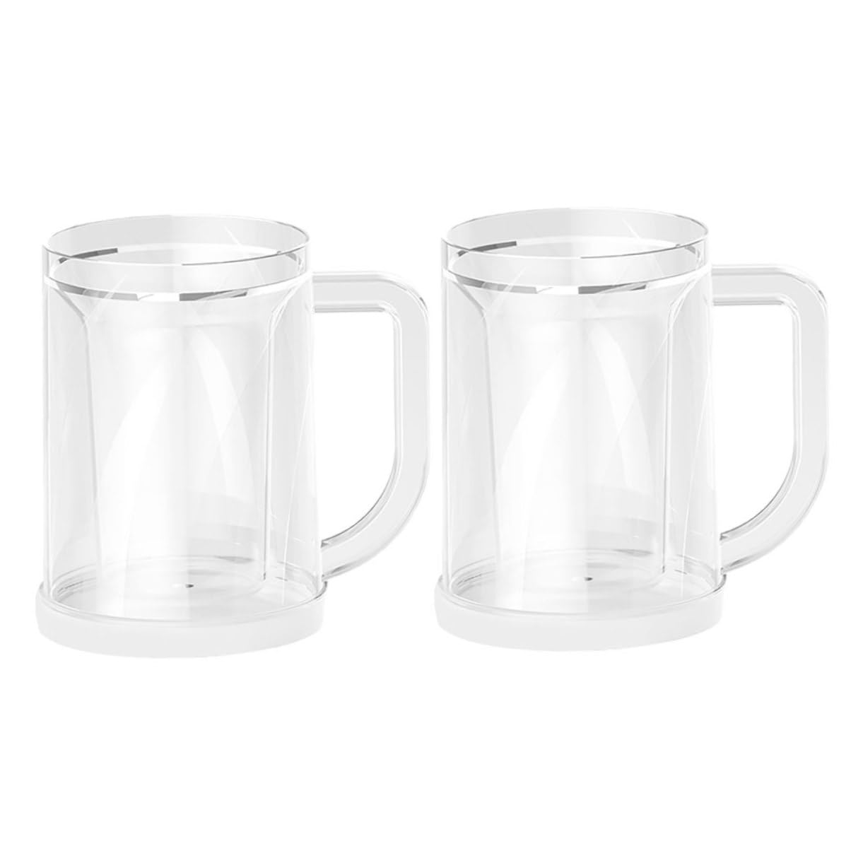 2 tazas de cerveza congelables de plástico con doble pared y asas para bebidas frías