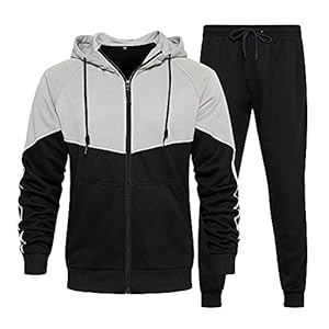 MANTORS Men’s Hooded Athletic Tracksuit Casual 2 Pieces Suits Color Block Hoodies and Sweatpants Set