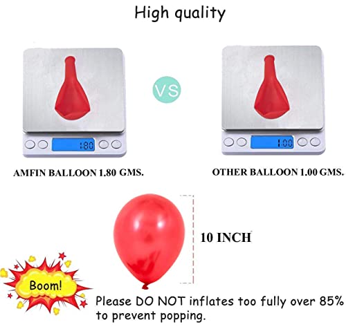 Image of AMFIN (Pack of 25) 10 inch Metallic Balloons Red for Birthday Decoration, Decoration for Weddings, Engagement, Anniversary - Red
