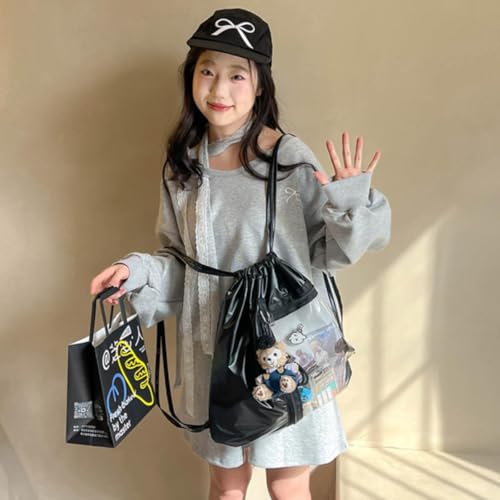 Ita Drawstring Bags for Women Anime Cosplay Carry on Backpack Lightweight for Gym Dance Festival Carnival Hiking (Black)2