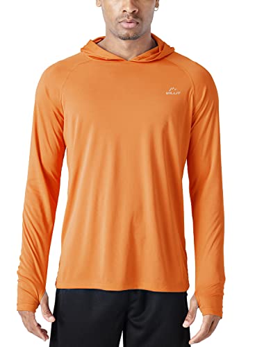 Image of Willit Men's UPF 50+ Sun Protection Hoodie Lightweight Long Sleeve Fishing Shirt Loose Fit Swim Rash Guard, Orange, XX-Large