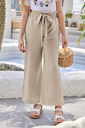 Image of SySea Girls Wide Leg Pants Kids Cute Print High Waisted Loose Fit Comfy Belted Lounge Trousers with Pockets
