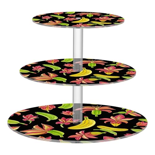 Fashion Fruit Banana Floreale Nero Giallo Decorativo Un Tavolo Pulito Vassoio A Prova di Spill-Proof Circolari Espositore Stand Spogliatoio