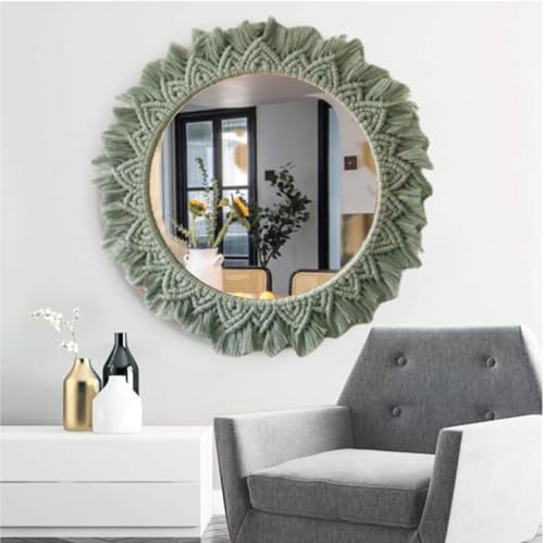 Image of Handmade Macrame Wall Mirror for Home Decor 17 x 17 Inch, 1-Piece (Style 18)