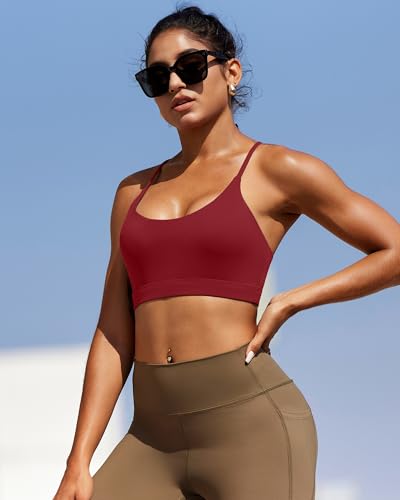 Image of RUNNING GIRL Sports Bras for Women,Y-Back Medium Support Workout Sports Bra Padded Racerback Supportive Bras Push up(WX3048 Red S)