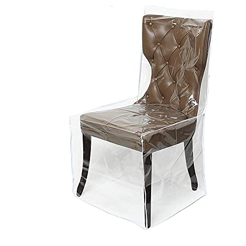 HUANXA Lot de 4 housses de chaise de salle à manger en plastique transparent - Imperméables - Protection contre la poussière et les griffes