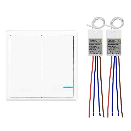 Thinkbee Wireless Light Switch and Receiver Kit, Outdoor 1900ft Indoor 130ft, No Wires