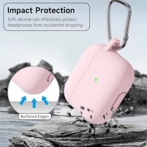 Image of Meyaar for Apple AirPods Pro 3 Case Cover with Keychain, Soft Skin Silicone Case Cover, Full Protective Case Cover Compatible with AirPods Pro (3rd Generation) Case 2025 (Pink)
