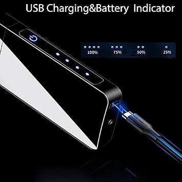 Spinning Arc Plasma Lighter - USB Rechargeable Electric Lighter with LED Display, Pocket- Size Design for Camping, Candles, Outdoor (ICY Black)