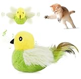 Migipaws Katzenspielzeug, elektrisches interaktives Katzenspielzeug,echte Flügel und Zwitschern wie EIN Vogel, Plüschspielzeug mit Katzenminze,wiederaufladbar(grün)