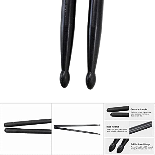 Changor Baquetas de Nylon con Cabeza en Forma de Burbuja, Mango Antideslizante, Ligero y Portátil para Bateristas (Negro) miniatura 7