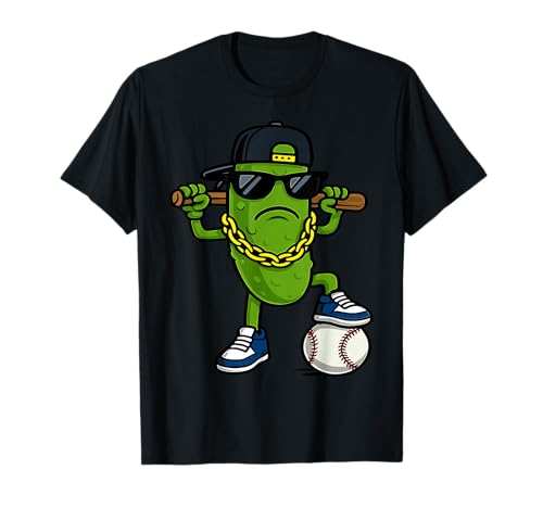 Kid Baseball Funny Dill Pickle Lover Boys Youth Game Day T-Shirt
