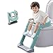 Barakara Siège Toilette Enfant avec Échelle, Anti-dérapant, Pliable et Réglable, Reducteur de Toilette Bébé avec Coussin Poignée Dossier pour Enfants 1-10 Ans, Réducteur de WC pour Enfants(Vert)