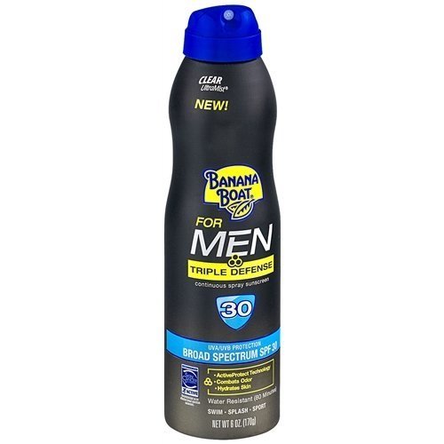 Banana Boat for Men Triple Defense UltraMist Clear Spray Sunscreen SPF 30 6 oz