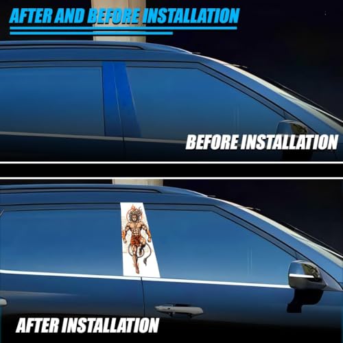 Image of Hanuman Warrior Car Door Pillar Sticker 20x8 Inch | Set of 2, Universal Fit, Door Pillar Application, Vivid Print Design, Easy Installation