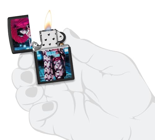 Encendedor de bolsillo Zippo negro con diseño Kimono miniatura 5