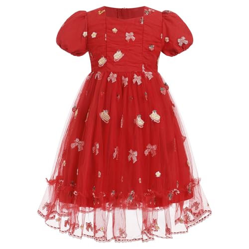 Robe de Noël pour fille anti-grattage en tulle souple brodé pour longue fête