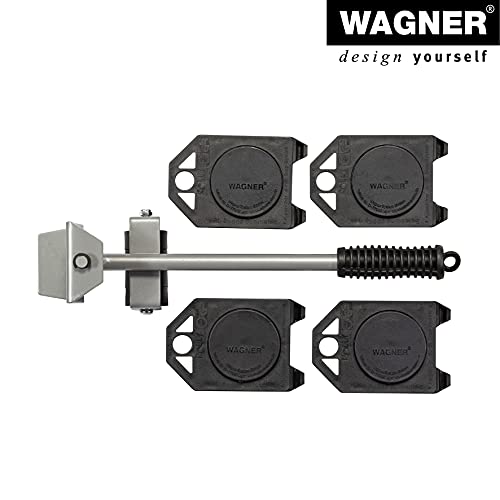 WAGNER Transportroller Transporthilfen Set 5 Teile 800 kg Tragkraft I Möbelheber I Lifter + 4 Roller I zum leichten Anheben und Verschieben von Möbel bei Transport & Umzug I Rollwagen kippsicher