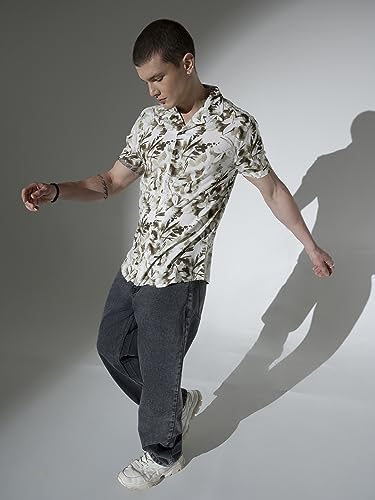 Image of Hubberholme Men's Rayon Relaxed Fit Printed Half Sleeve Resort Shirt