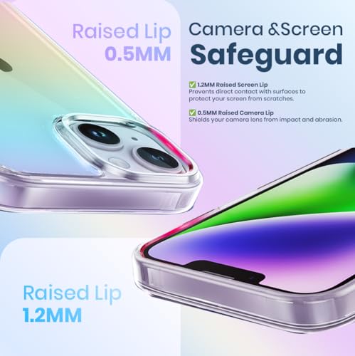 Image of MOOSH iPhone 15 Plus Rainbow Translucent Case Cover with Shockproof Bumpers, Military-Grade Drop Protection, Anti-Bacterial Coating, Protective Phone Case Cover for iPhone 15 Plus (Rainbow)