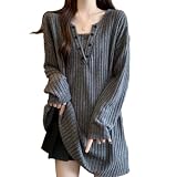 [ORWZDCO] レディース Tシャツ トップス 長袖 リブニット ニットソー ゆったり 着痩せ 無地 カジュアル シンプル 大きいサイズ 甘さ 日常着 快適 通勤 普段着 春 秋 冬