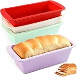 4 Piezas Moldes Pan Silicona, Molde Reposteria Hornear Rectangulares, Bandejas...