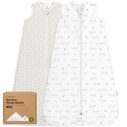 Image of 2-Pack Baby Sleep Sacks, Zipper Wearable Blanket - 100% Organic Cotton 0.5TOG, Soft Lightweight Toddler Sleeping Sack 12-24 months, Easy to Wear Newborn Swaddles Sleepsack (BumbleBear, L)