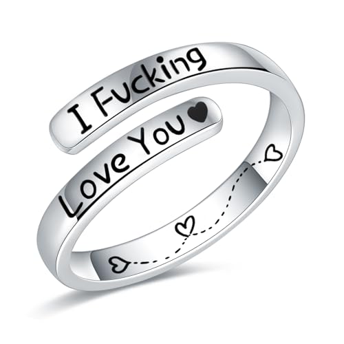 MDJY 925 Sterling Silver Inspirational Rings for Women Hope Rings Encouragement Jewelry (I F love you)