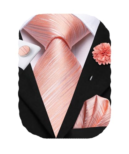 Image of Hi-Tie Men's Silk Ties Formal Woven Classic Necktie Pocket Square Cufflinks Lapel Pin Set Wedding Business