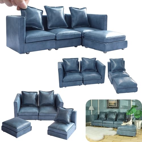 iLAND Dollhouse Furniture Miniature Sectional Couch Set for Doll House